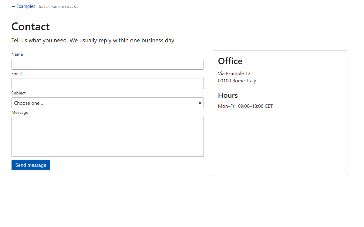 Contact example preview