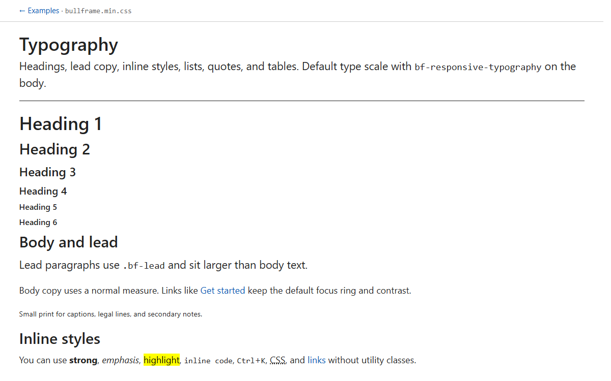 Typography example preview